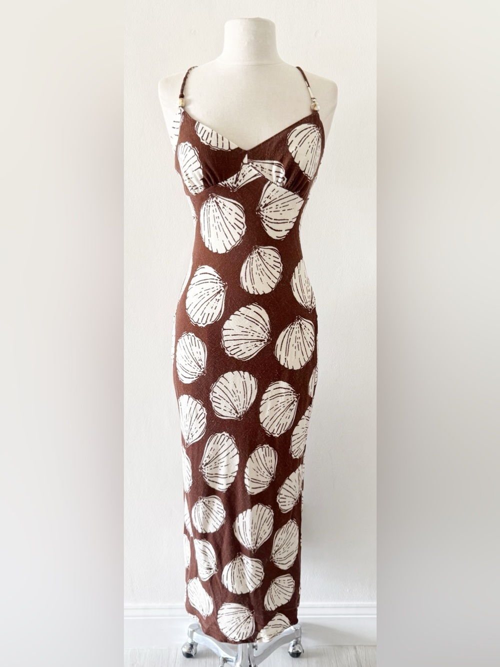 Sienna Sky Brown Seashell Print Maxi Dress